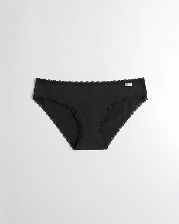 Mutande Hollister Donna Lace-Trim Cotton Bikini Nere Italia (114PWCIL)